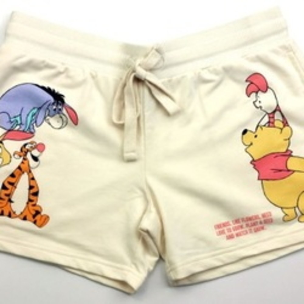 Winnie the Pooh Juniors’ Graphic Fleece Shorts, 4” Cream Disney Character Shorts